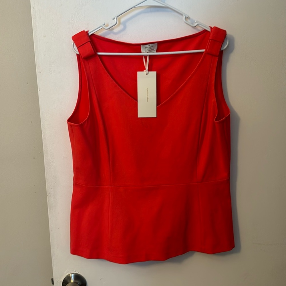 NWT Kate Spade ponte sleeveless peplum top dive right in geranium size 16